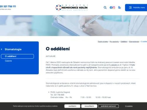 Stomatologická ambulance Oblastní nemocnice Kolín - MUDr. Ludmila Gogová