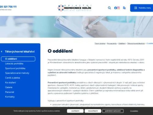 Ambulance tělovýchovného lékařství - Oblastní nemocnice Kolín - MUDr. Marie Bulíčková