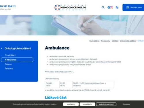 Onkologická ambulance - Oblastní nemocnice Kolín