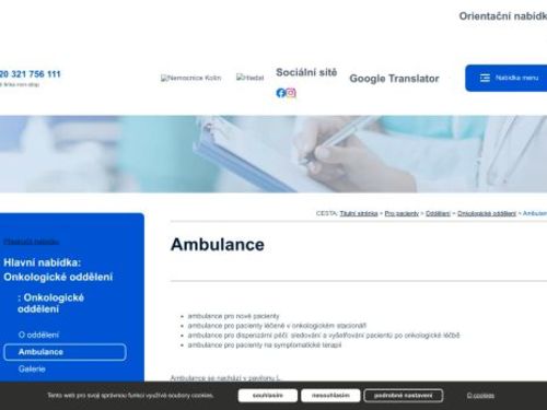Onkologická ambulance - Oblastní nemocnice Kolín