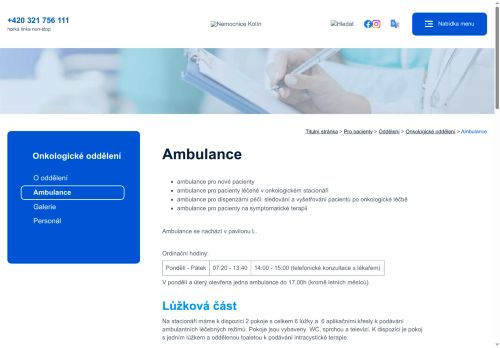 Zobrazit webové stránky Onkologická ambulance - Oblastní nemocnice Kolín