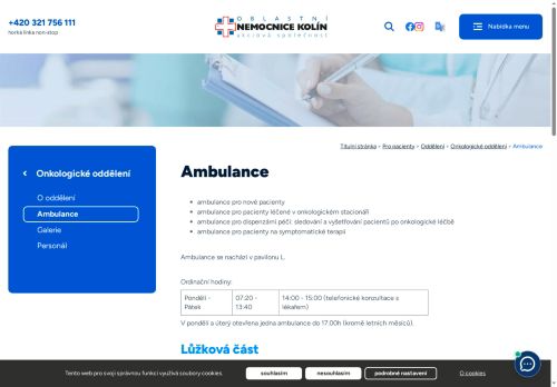 Zobrazit webové stránky Onkologická ambulance - Oblastní nemocnice Kolín
