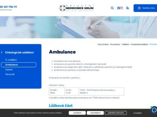 Onkologická ambulance - Oblastní nemocnice Kolín