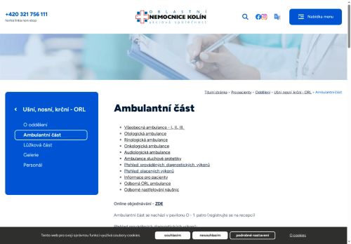 Zobrazit webové stránky ORL ambulance - Oblastní nemocnice Kolín