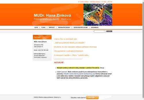 Zobrazit webové stránky Praktický lékař pro dospělé - MUDr. Hana Zinková