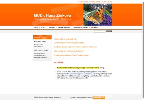 Zobrazit webové stránky Praktický lékař pro dospělé - MUDr. Hana Zinková