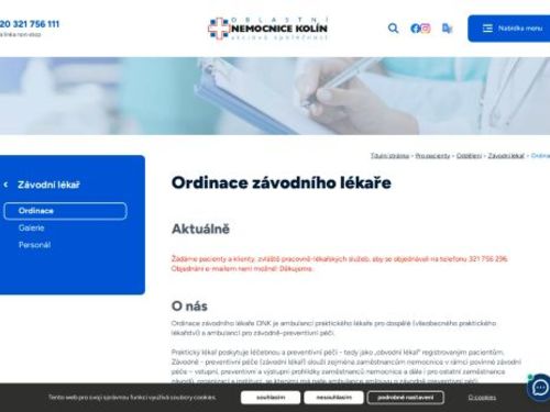 Praktický lékař pro dospělé a ordinace závodního lékaře - Oblastní nemocnice Kolín