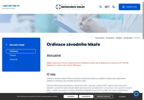 Zobrazit webové stránky Praktický lékař pro dospělé a ordinace závodního lékaře - Oblastní nemocnice Kolín