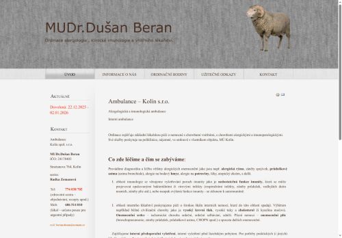 Zobrazit webové stránky Alergologická, imunologická a interní ambulance - MUDr. Dušan Beran
