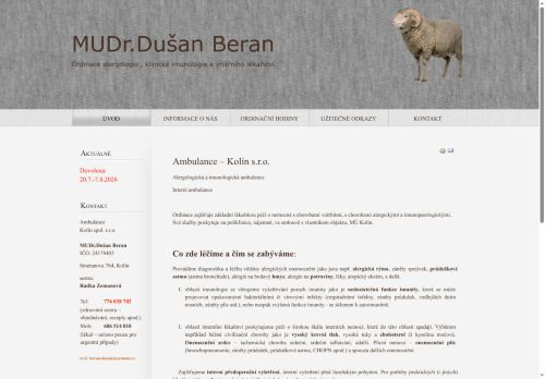Zobrazit webové stránky Alergologická, imunologická a interní ambulance - MUDr. Dušan Beran