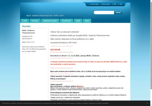 Zobrazit webové stránky Praktický lékař pro dospělé - MUDr. Vladimíra Fleischmannová