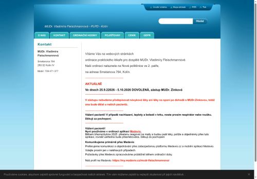 Zobrazit webové stránky Praktický lékař pro dospělé - MUDr. Vladimíra Fleischmannová