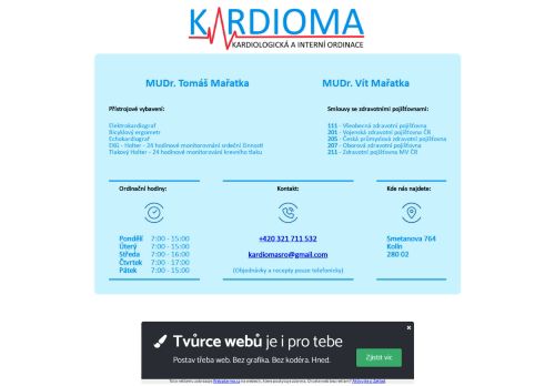 Zobrazit webové stránky Kardiologická a interní ambulance KARDIOMA - MUDr. Tomáš Mařatka, MUDr. Vít Mařatka
