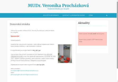 Zobrazit webové stránky Praktický lékař pro dospělé - MUDr. Veronika Procházková