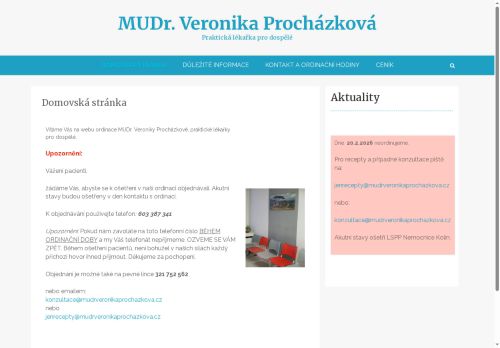 Zobrazit webové stránky Praktický lékař pro dospělé - MUDr. Veronika Procházková