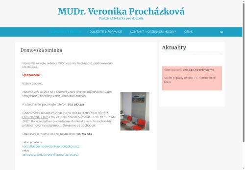 Zobrazit webové stránky Praktický lékař pro dospělé - MUDr. Veronika Procházková