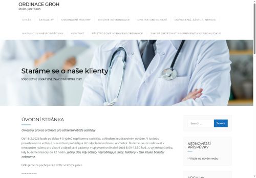 Zobrazit webové stránky Praktický lékař pro dospělé - MUDr. Josef Groh