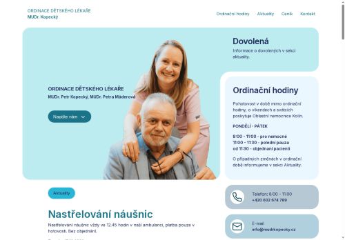 Zobrazit webové stránky Praktický lékař pro děti a dorost - MUDr. Petr Kopecký, MUDr. Petra Máderová