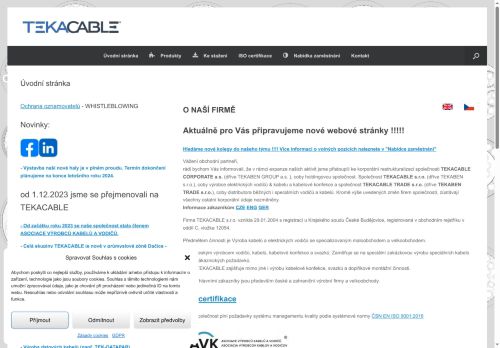 TEKACABLE s.r.o. nabízí práci na pozici operátoři převíjecích linek v obci Dačice