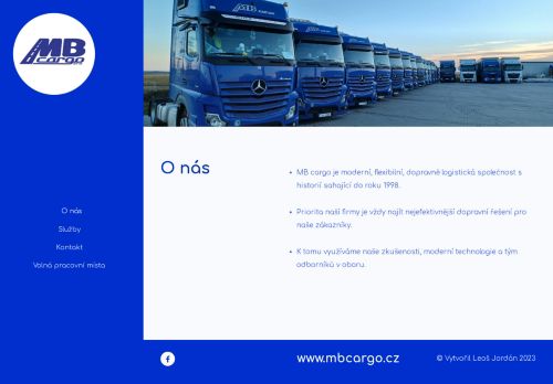 Webové stránky MB cargo, s.r.o., Zvěrkovice