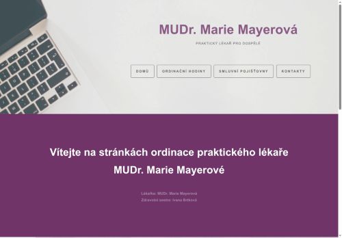 Zobrazit webové stránky Praktický lékař pro dospělé - MUDr. Marie Mayerová