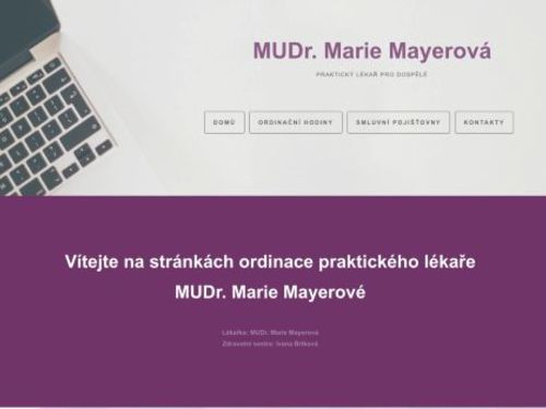 Praktický lékař pro dospělé - MUDr. Marie Mayerová