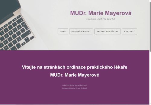 Zobrazit webové stránky Praktický lékař pro dospělé - MUDr. Marie Mayerová