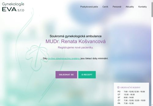 Zobrazit webové stránky Gynekologie EVA - MUDr. Renata Košvancová