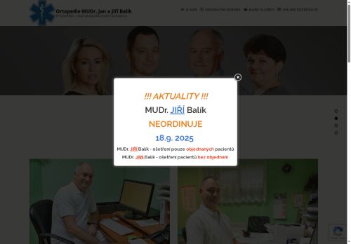 Zobrazit webové stránky Ortopedicko - traumatologická ambulance - MUDr. Jan a Jiří Balík