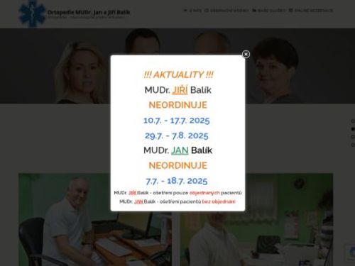 Ortopedicko - traumatologická ambulance - MUDr. Jan a Jiří Balík