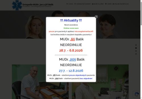 Zobrazit webové stránky Ortopedicko - traumatologická ambulance - MUDr. Jan a Jiří Balík