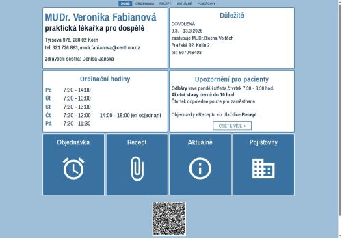 Zobrazit webové stránky Praktický lékař pro dospělé - MUDr. Veronika Fabianová