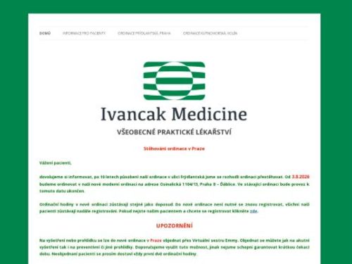 Praktický lékař pro dospělé Ivancak Medicine - MUDr. Jana Bardová, MUDr. Peter Ivančák PhD.
