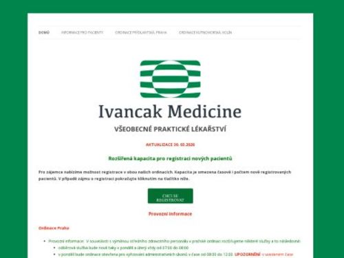 Praktický lékař pro dospělé Ivancak Medicine - MUDr. Jana Bardová, MUDr. Peter Ivančák PhD.