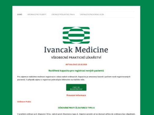 Praktický lékař pro dospělé Ivancak Medicine - MUDr. Jana Bardová, MUDr. Peter Ivančák PhD.