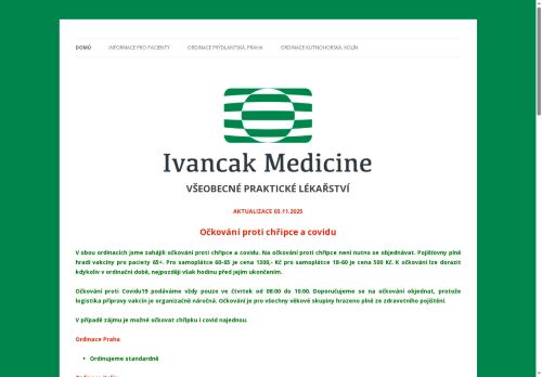 Zobrazit webové stránky Praktický lékař pro dospělé Ivancak Medicine - MUDr. Jana Bardová, MUDr. Peter Ivančák PhD.