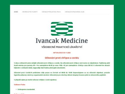 Praktický lékař pro dospělé Ivancak Medicine - MUDr. Jana Bardová, MUDr. Peter Ivančák PhD.