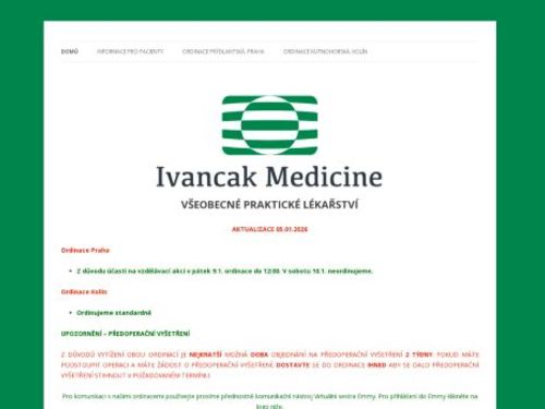 Praktický lékař pro dospělé Ivancak Medicine - MUDr. Jana Bardová, MUDr. Peter Ivančák PhD.