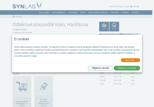 Zobrazit webové stránky SYNLAB - odběrové pracoviště Kolín, Havlíčkova