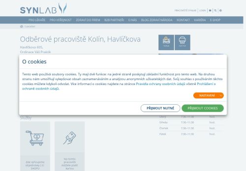Zobrazit webové stránky SYNLAB - odběrové pracoviště Kolín, Havlíčkova