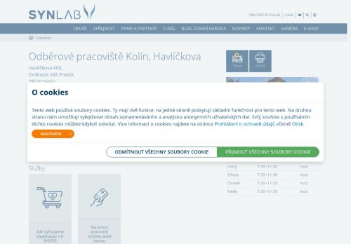 Zobrazit webové stránky SYNLAB - odběrové pracoviště Kolín, Havlíčkova