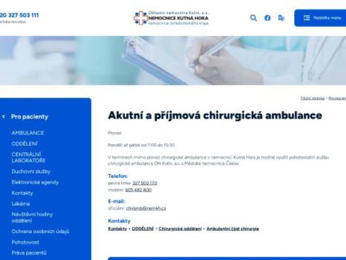 Akutní a příjmová chirurgická ambulance - Nemocnice Kutná Hora
