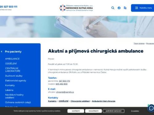 Akutní a příjmová chirurgická ambulance - Nemocnice Kutná Hora