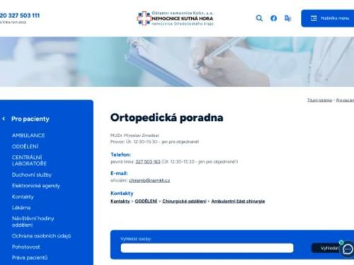 Ortopedická poradna - Nemocnice Kutná Hora