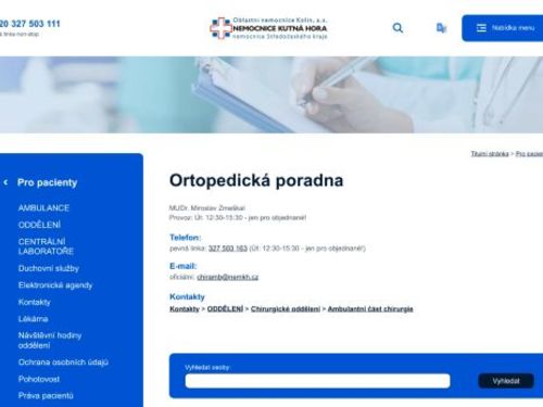 Ortopedická poradna - Nemocnice Kutná Hora