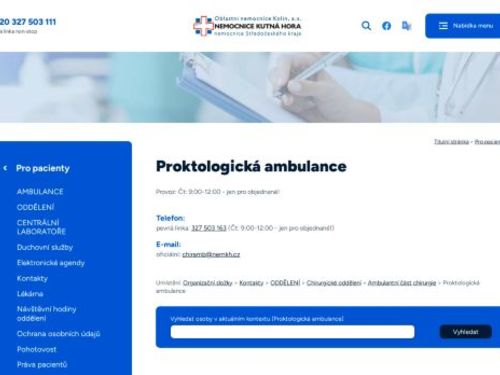 Proktologická ambulance - Nemocnice Kutná Hora