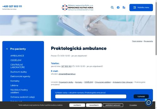 Zobrazit webové stránky Proktologická ambulance - Nemocnice Kutná Hora