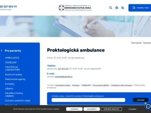Proktologická ambulance - Nemocnice Kutná Hora