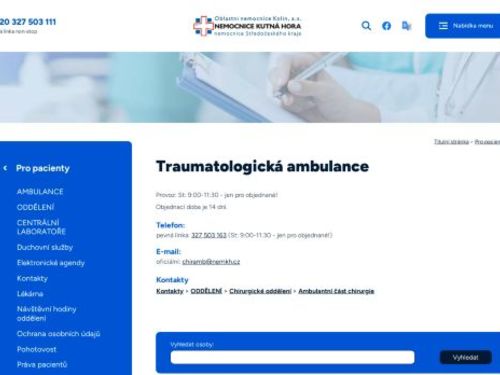 Traumatologická ambulance - Nemocnice Kutná Hora