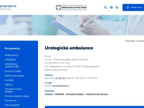 Urologická ambulance - Nemocnice Kutná Hora